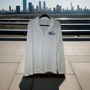 SportTek Big 10 Championship Discover White 1/4 Zip Long Sleeve T Shirt Sz XL
